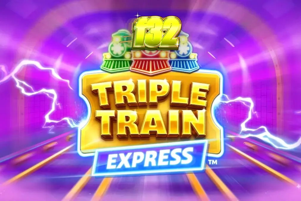 Tampilan futuristik neon dari permainan slot Triple Train Express pada layar perangkat seluler.